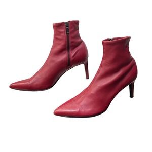 Rag & Bone Red Leather‎ Pointed Toe Stiletto Ankle Boots Size 39.5 Made in Italy